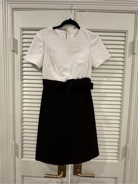 kate spade Black & White Bow-Waist Shift Dress